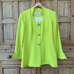 Clara‎ Clara by Vinette Size 14 Neon Yellow Lime Green Blazer Evening Jacket